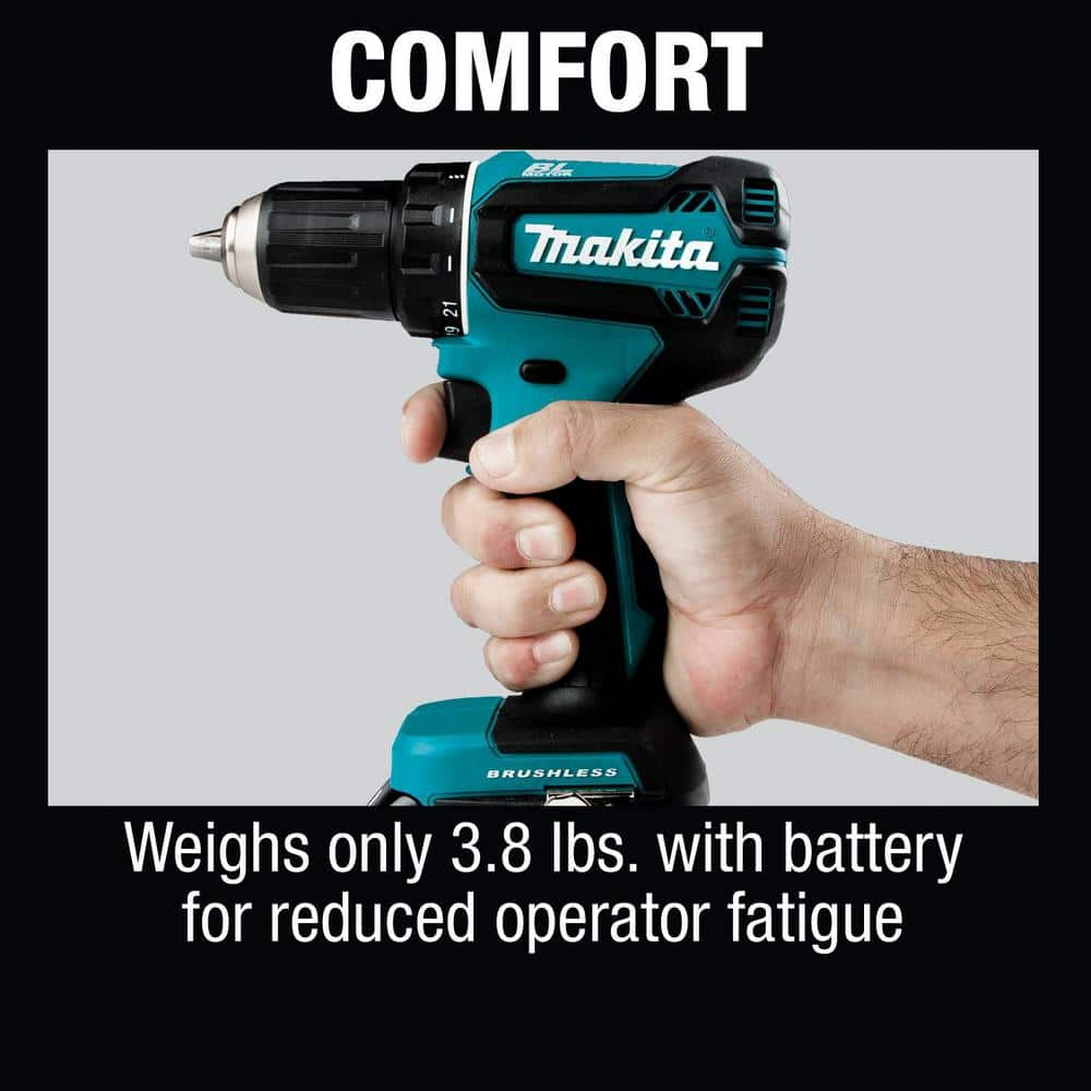 Makita 18V LXT Lithium-Ion Brushless Cordless 1/2 in. Driver-Drill Kit, 3.0Ah XFD131