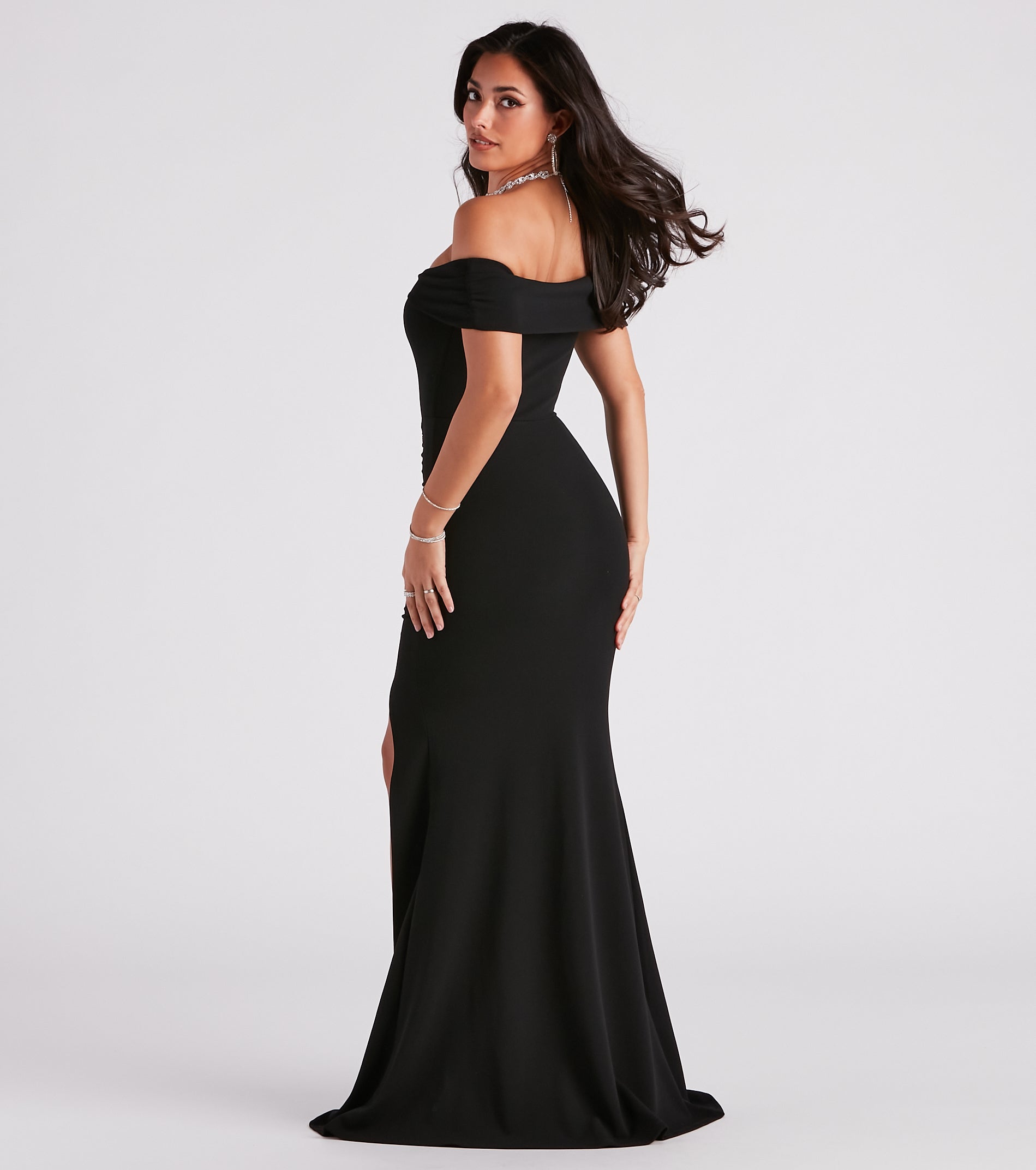 Samantha Formal Crepe Slit Dress