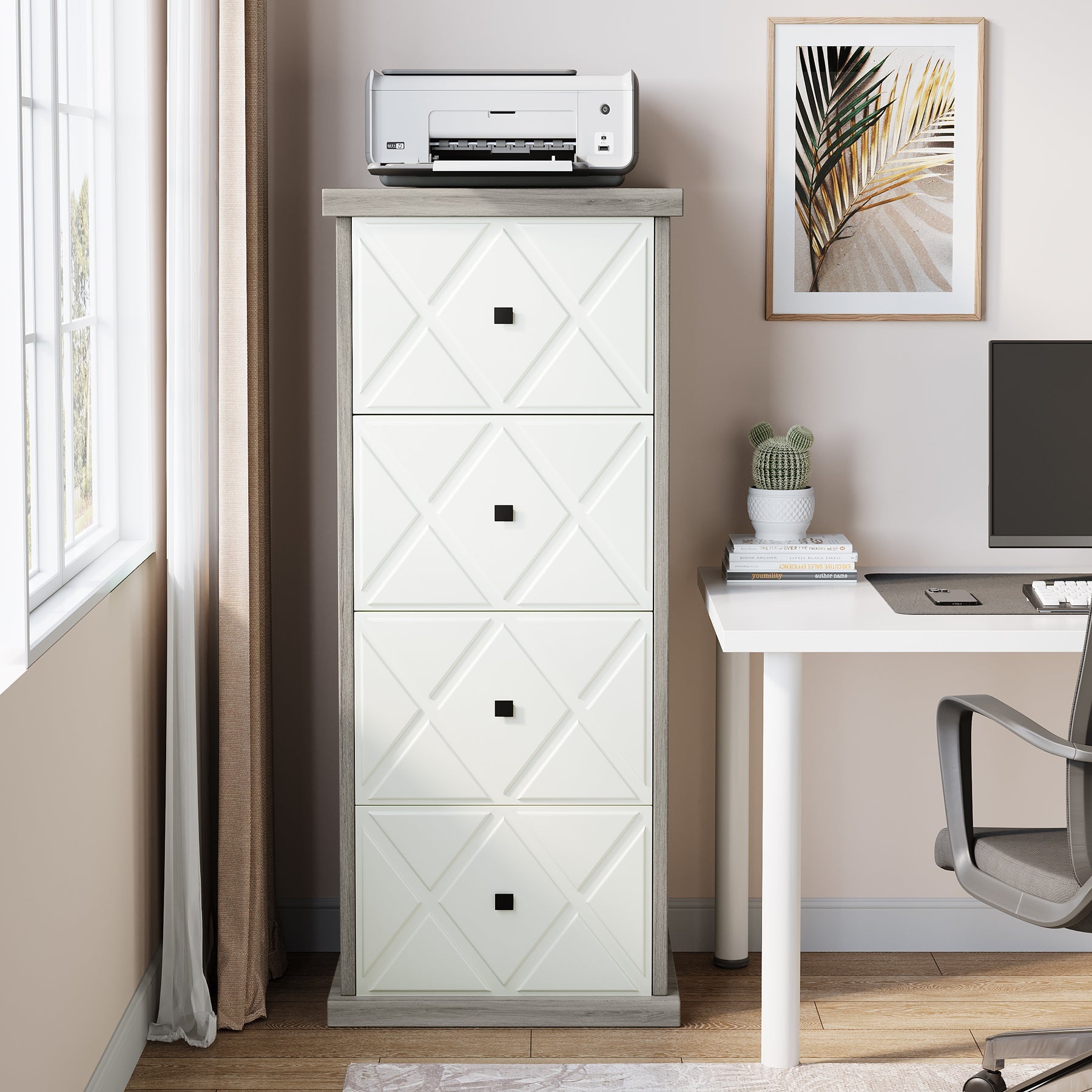 4-Drawer File Cabinet, Vertical Storage Filing Cabinet