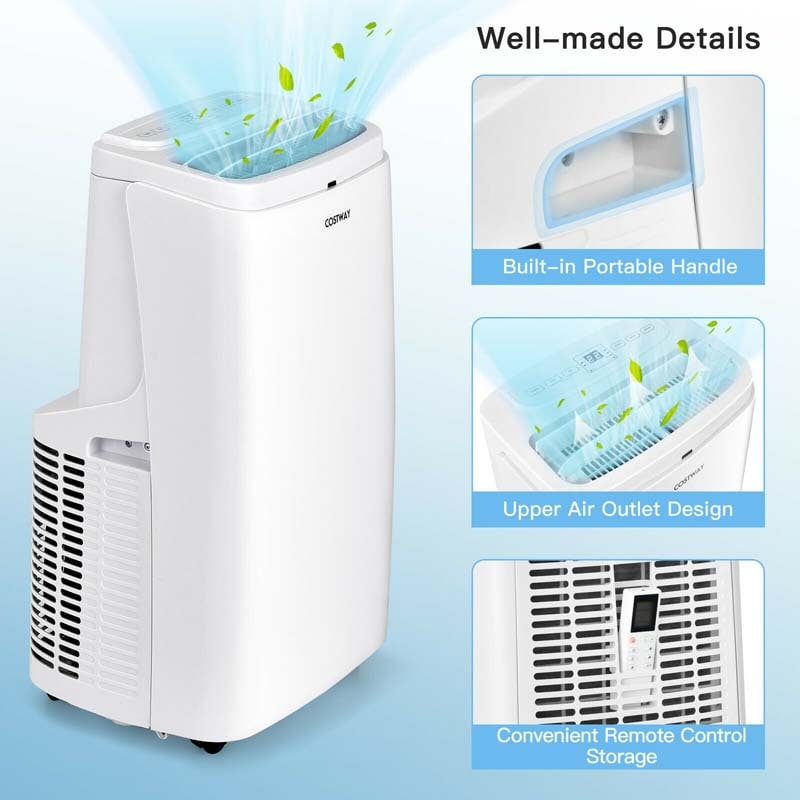 9000 BTU 3-in-1 Portable Air Conditioner Air Cooler Fan Dehumidifier with Remote Control, Auto Swing Function