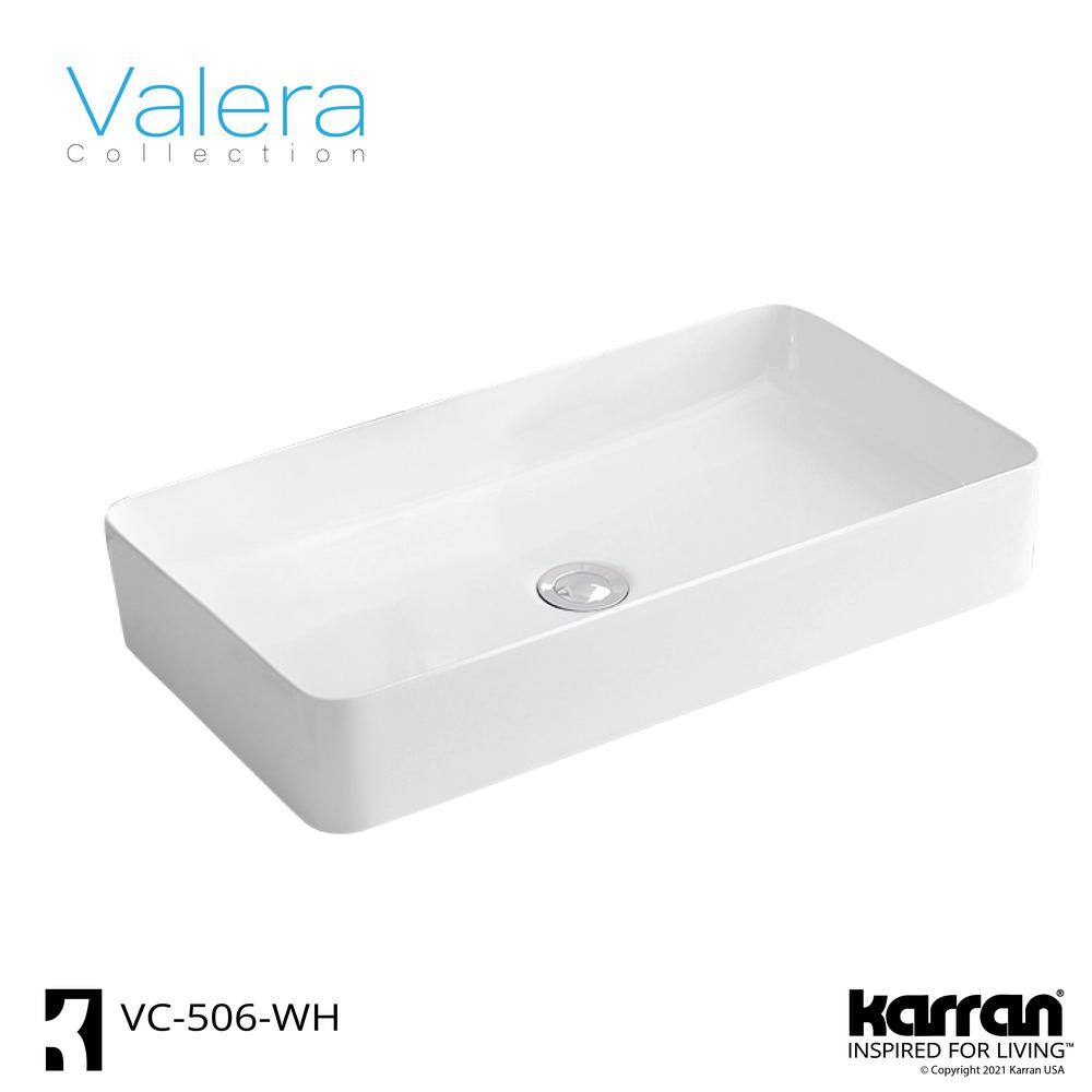 Karran Valera 24 in. Vitreous China Vessel Bathroom Sink in White VC-506-WH