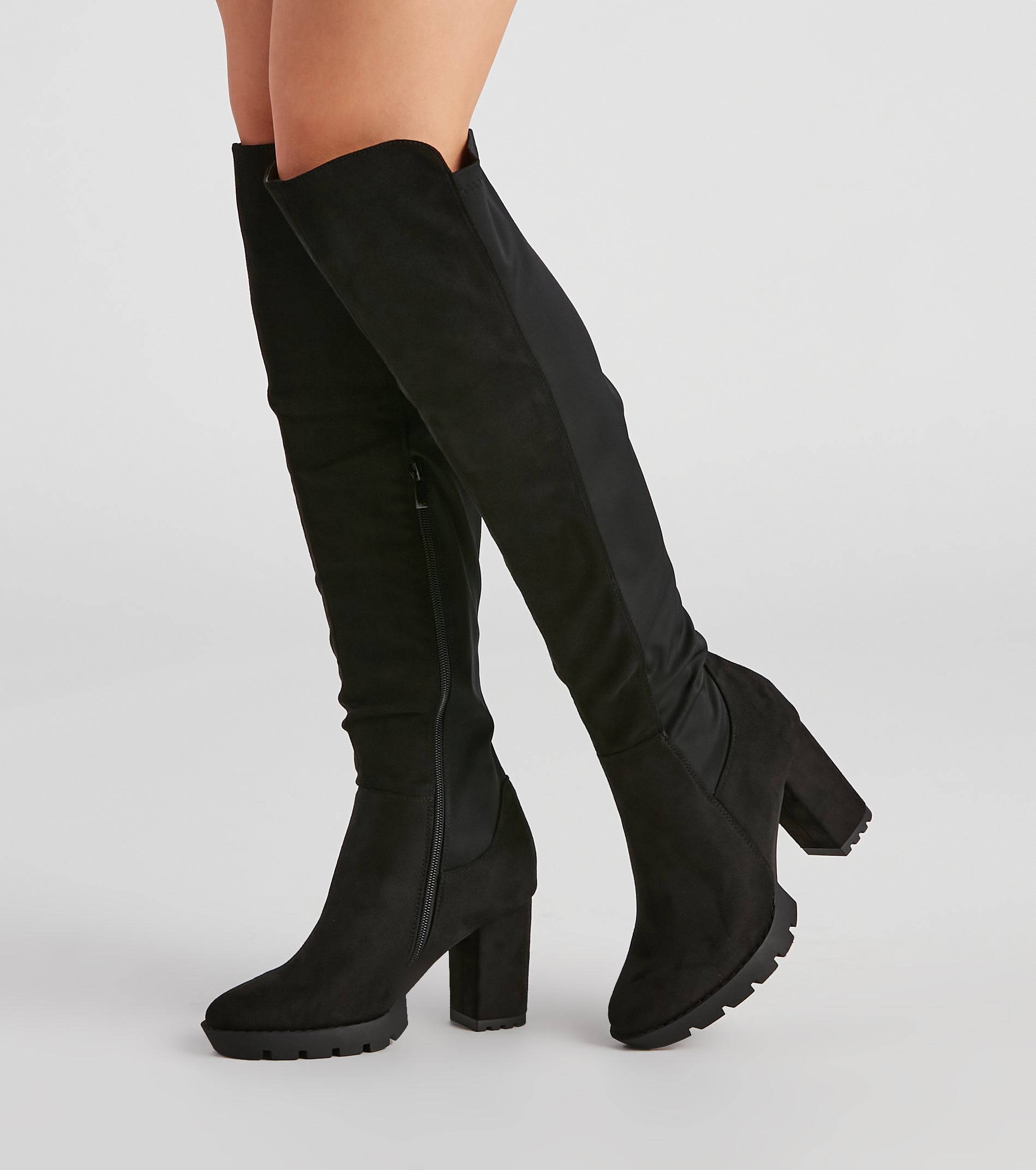 In Control Over The Knee Lug Boots