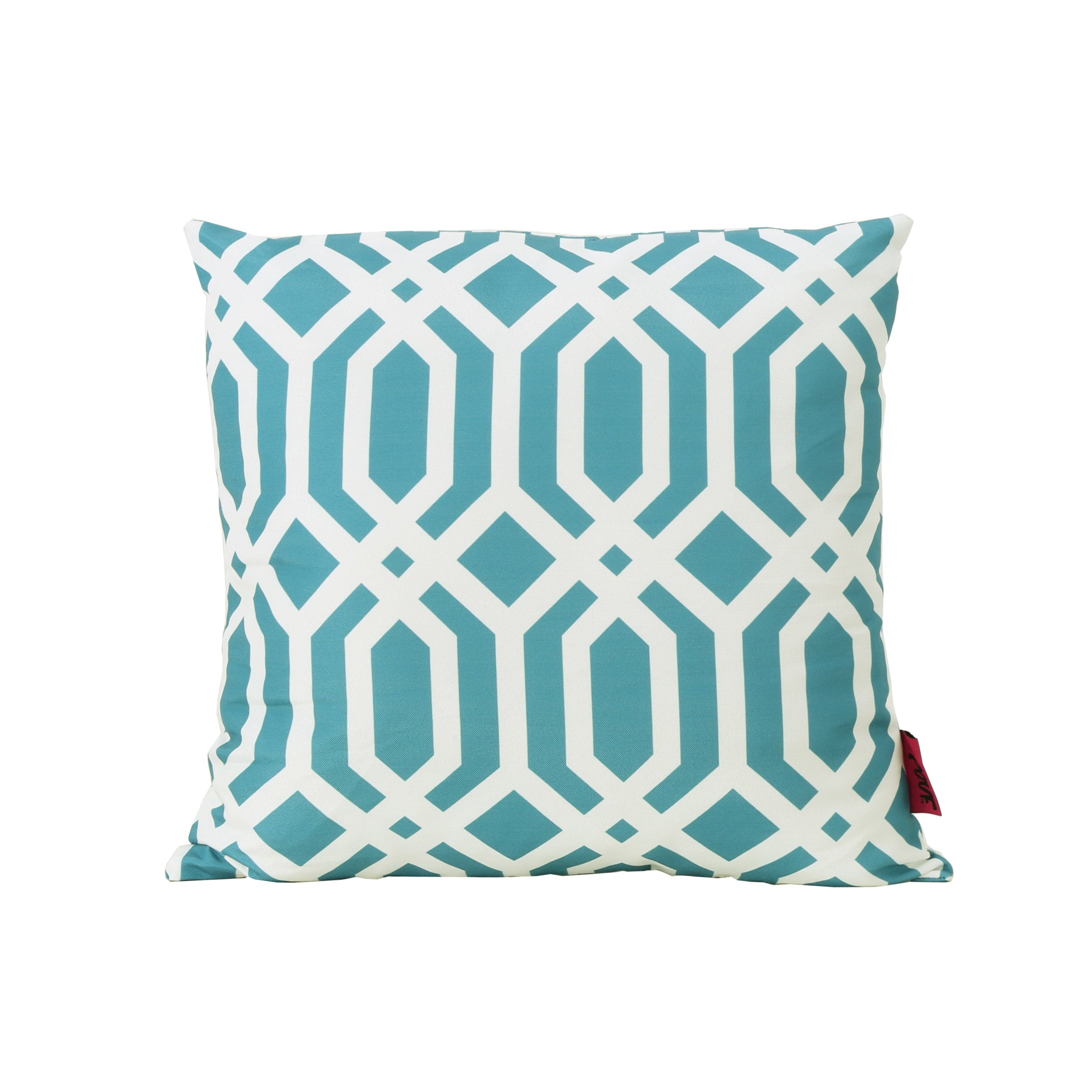 Manduka Outdoor Dark Teal Arabesque Patterned Water Resistant Square and Rectangular Throw Pillows (Set of 4)