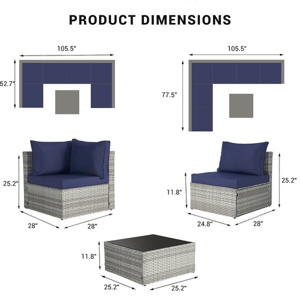 Outdoor Rattan 7 Pieces Furniture Sofa And Table Set