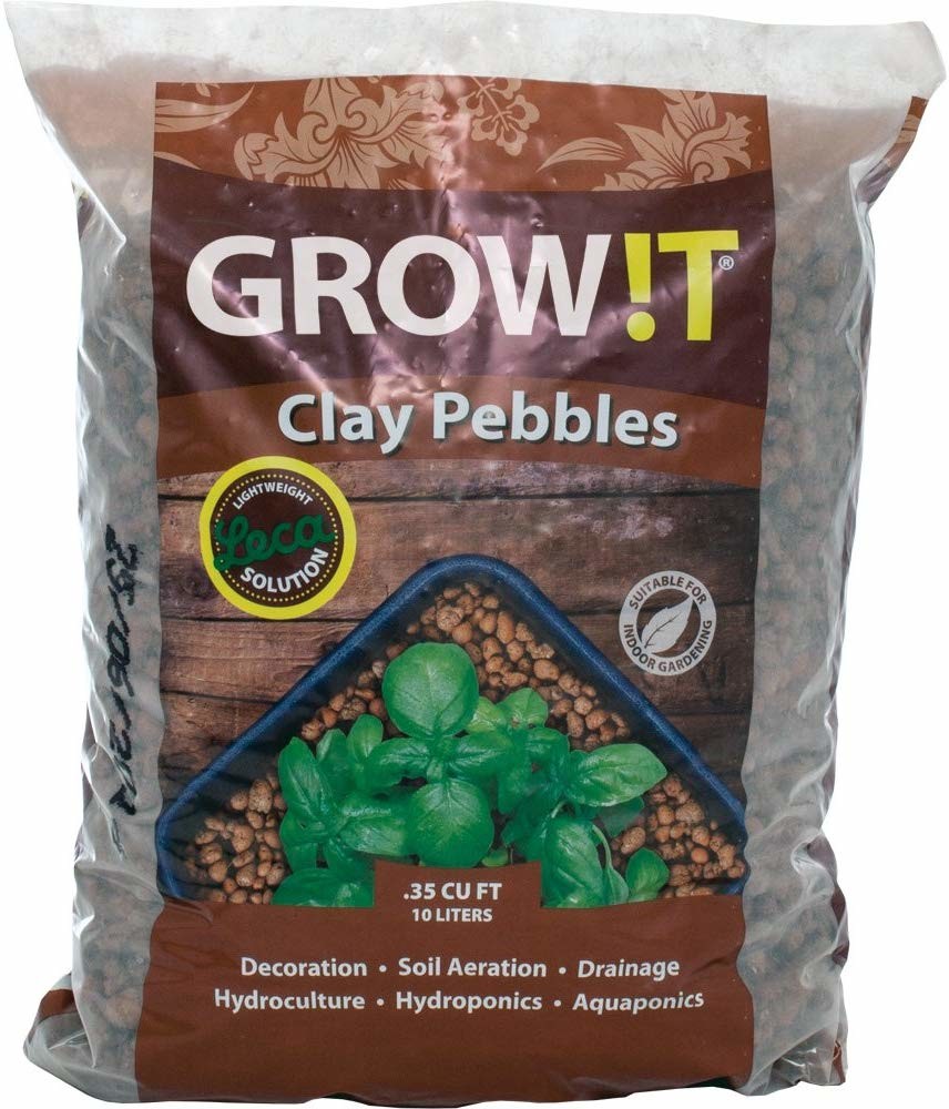 Hydrofarm (#GMC10L) GROW!T Clay Pebbles， Brown - .35 Cu Ft (10L)