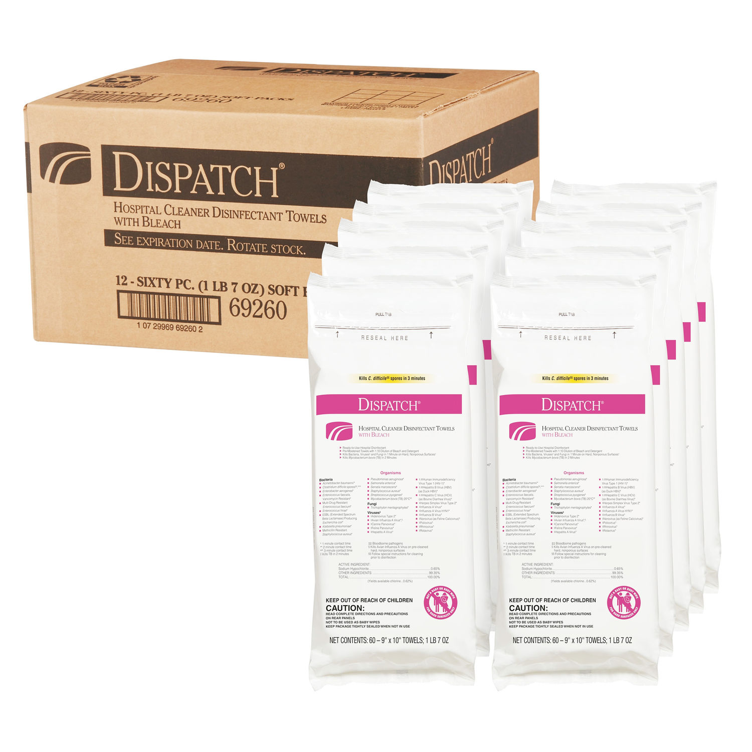 Dispatch Cleaner Disinfectant Towels with Bleach by Cloroxandreg; Healthcareandreg; CLO69260