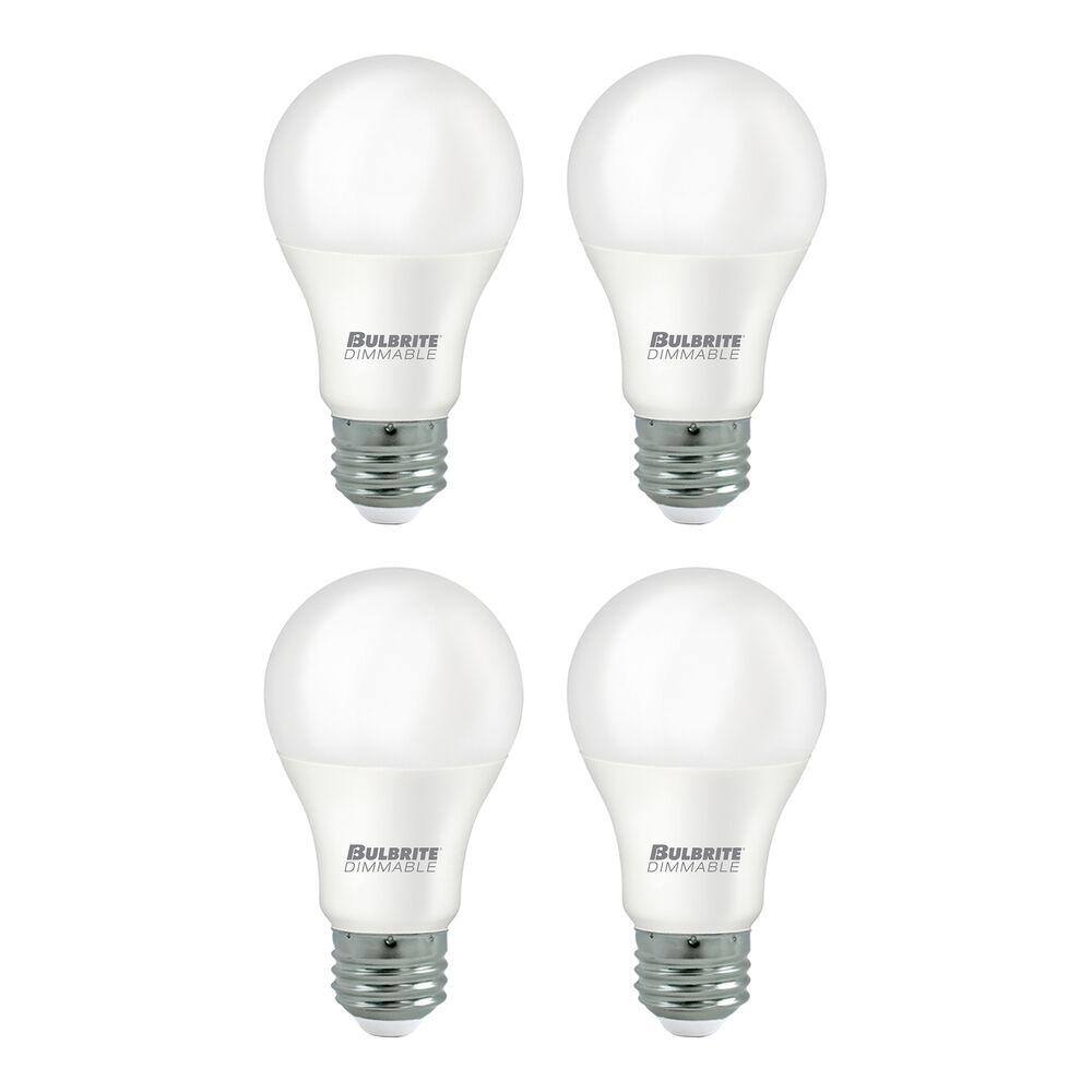 Bulbrite 100-Watt Equivalent A19 Dimmable Medium Screw LED Light Bulb Warm White Light 2700K (4-Pack) 862736