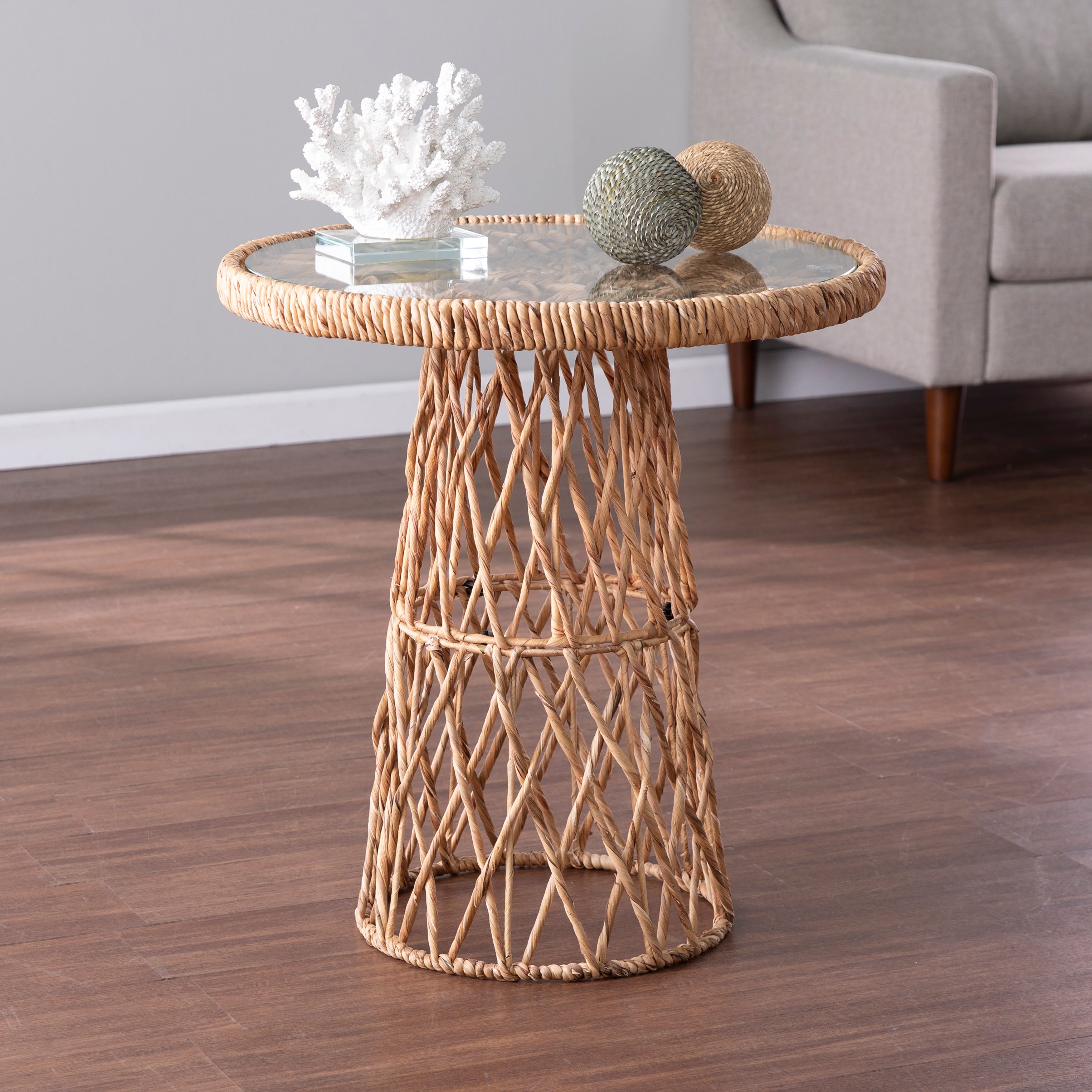 SEI Furniture Nyland Coastal Natural Woven Fiber Side Table