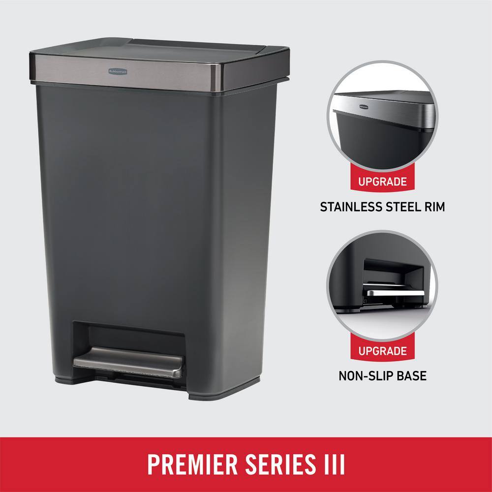 Rubbermaid 12.4G Premier Series III Step-On Trash Can with Stainless Steel Rim 2120983