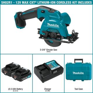 Makita 12V max CXT Lithium-Ion Cordless 3-38 in. Circular Saw Kit Case (2.0Ah) SH02R1