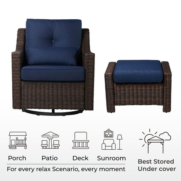 Murphy Outdoor Wicker Patio Furniture Swivel Glider Chair