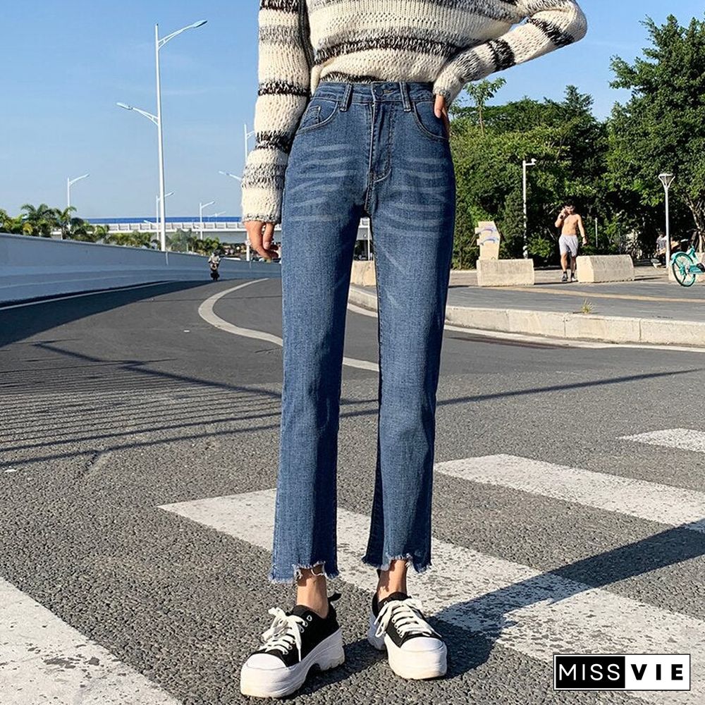 Woman Skinny Jeans High Waist Clothes Blue Denim Clothing Streetwear Vintage Quality Sretch Fashion Harajuku