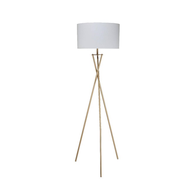 Traditional Metal Floor Lamp With Tripod Base Gold Ore International