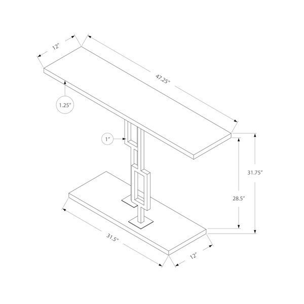 Accent Table， Console， Entryway， Narrow， Sofa， Living Room， Bedroom， Metal， Laminate， Glossy Chrome， Contemporary， Modern