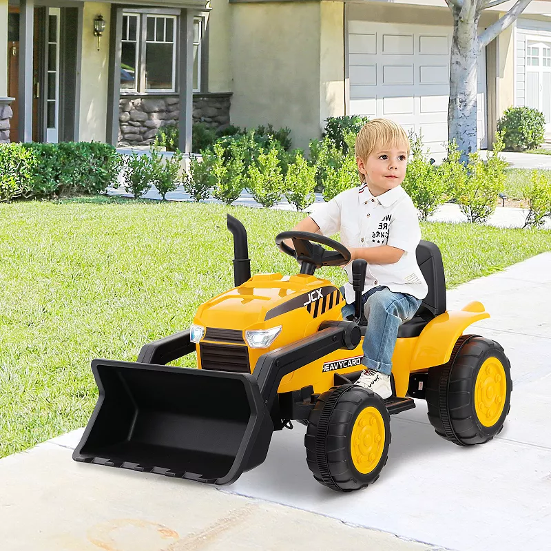 12V Kid's Ride on Excavator with Adjustable Digging Bucket-Yellow