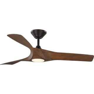 Progress Lighting Ryne Collection 52 in. 3-Blade LED Light IndoorOutdoor Woodgrain DC Motor Transitional DC Ceiling Fan with Remote P250060-179-30