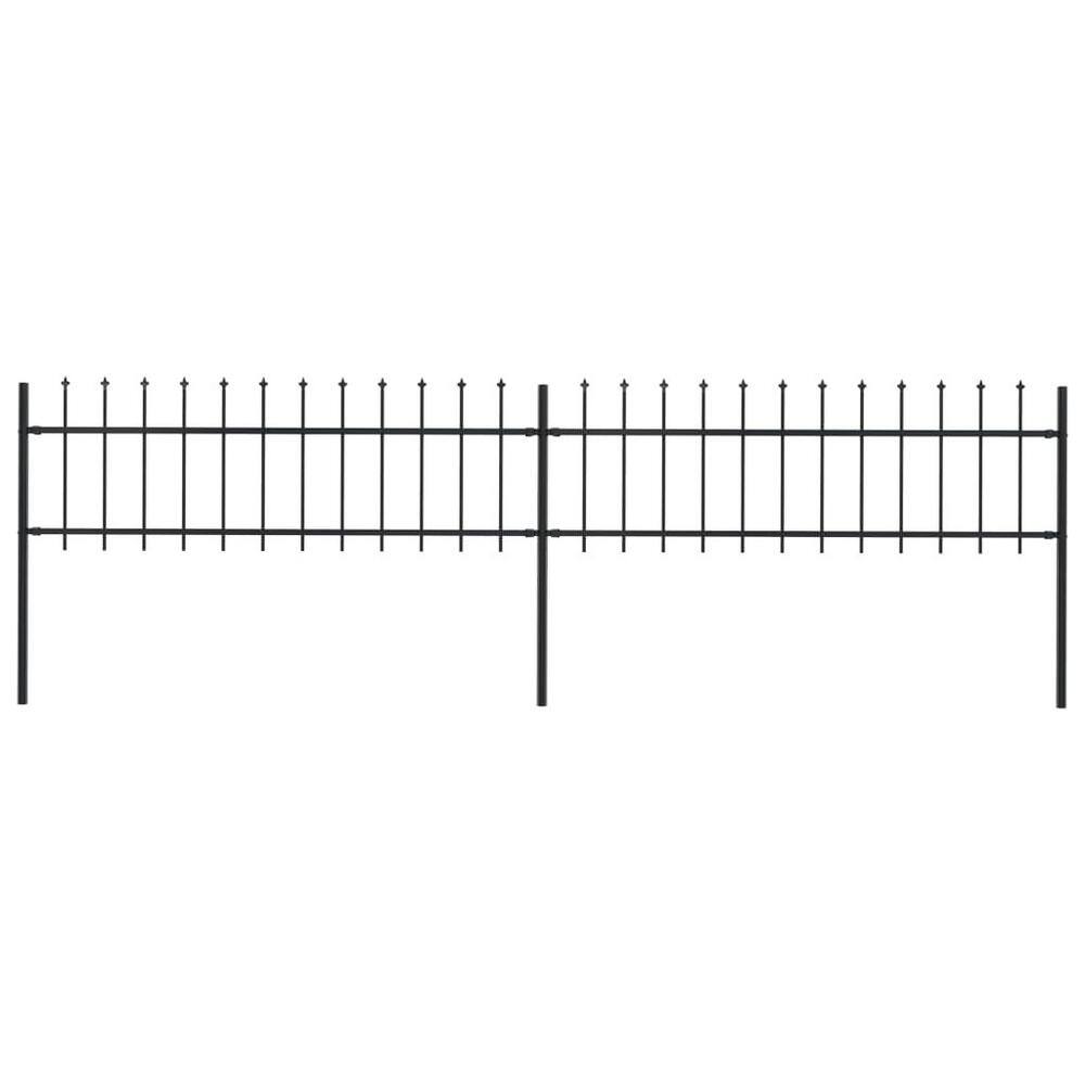 Cisvio Garden Fence with Spear Top Steel 133.9 in. x 23.6 in. Black D0102HE0N7V