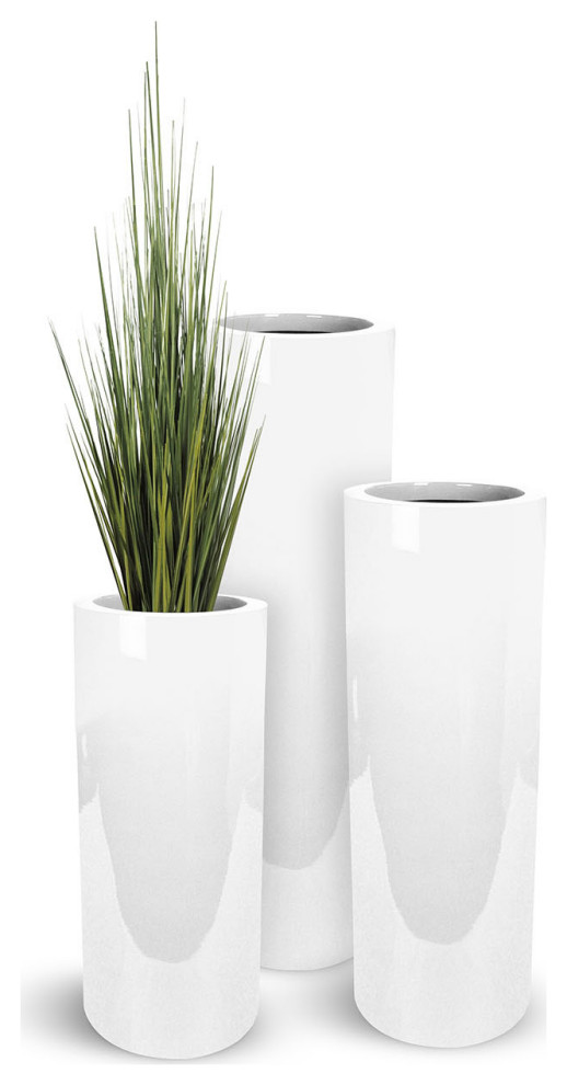 Lux Cylindra Fiber Pot Cylinder   Contemporary   Outdoor Pots And Planters   by Le Present  Houzz