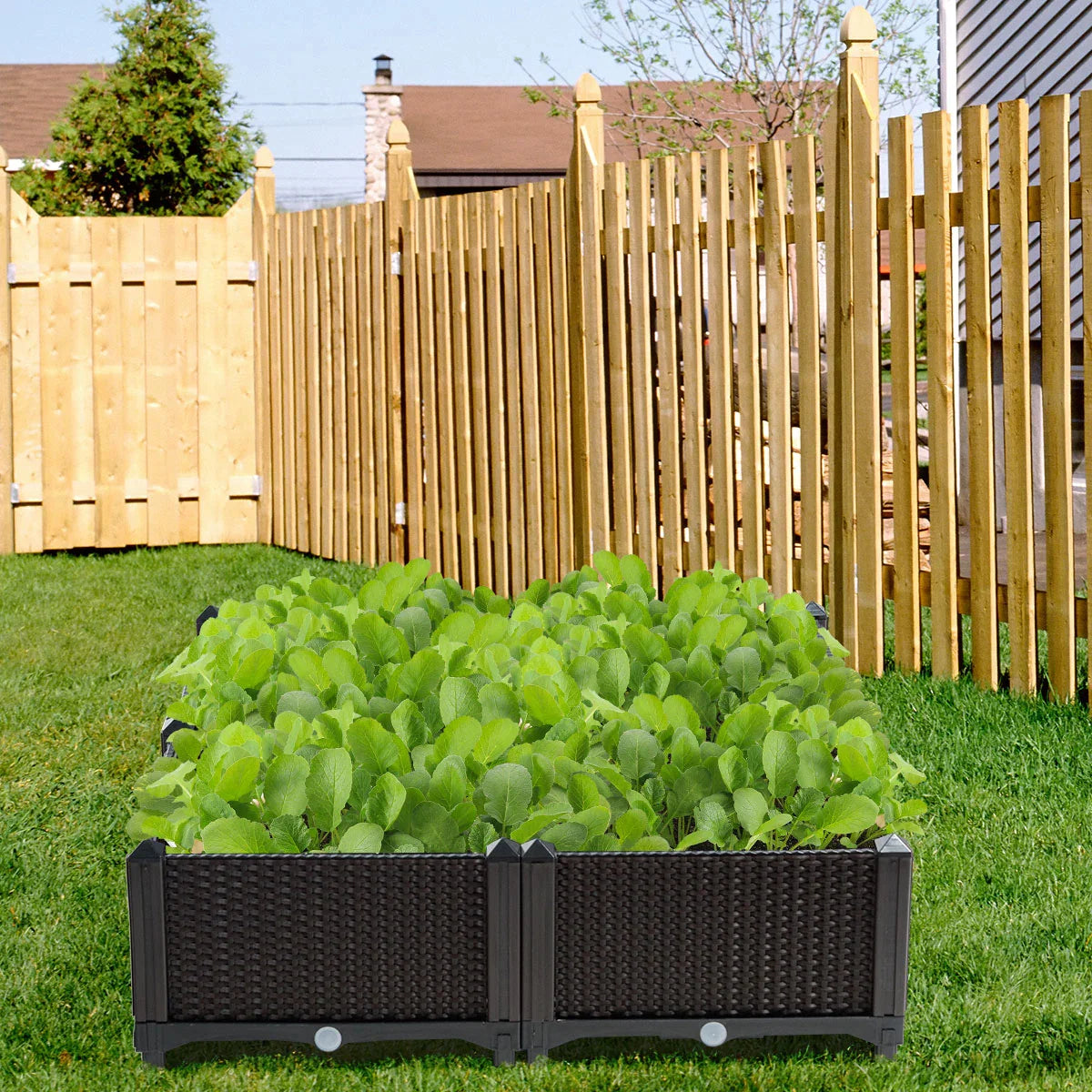 Set of 4 Raised Garden Bed Elevated Flower Vegetable Herb Grow Planter Box Brown