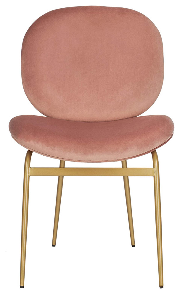 Set of 2 Dining Chair  Metal Frame With Padded Seat and Rounded Back  Dusty Rose   Contemporary   Dining Chairs   by Declusia  Houzz