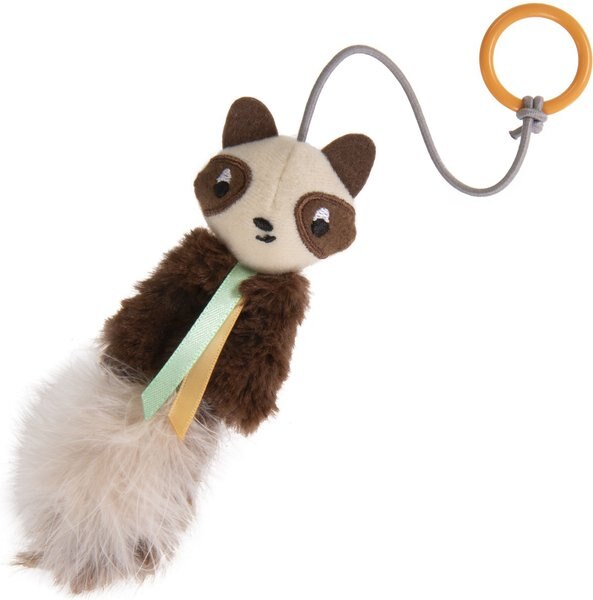 Petlinks HappyNip Sneaky Swinger Bouncy Dangle Plush Raccoon Cat Toy， Brown， Medium