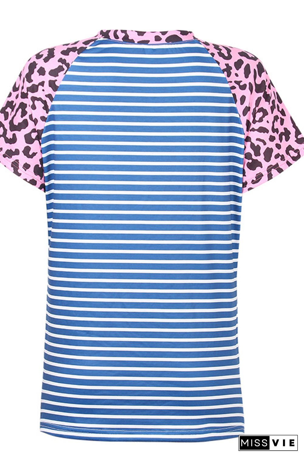 Leopard Stripe Splicing O-neck Tee