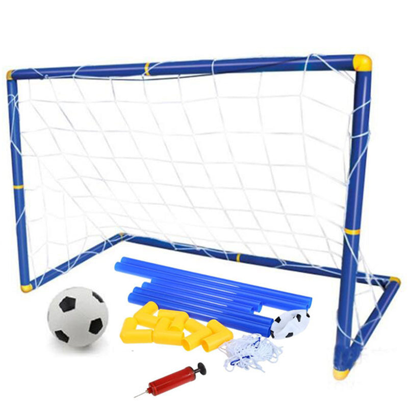 Folding Mini Football Soccer Goal Post Net Set with Pump Kids Sport Indoor Outdoor Games Toys Plastic