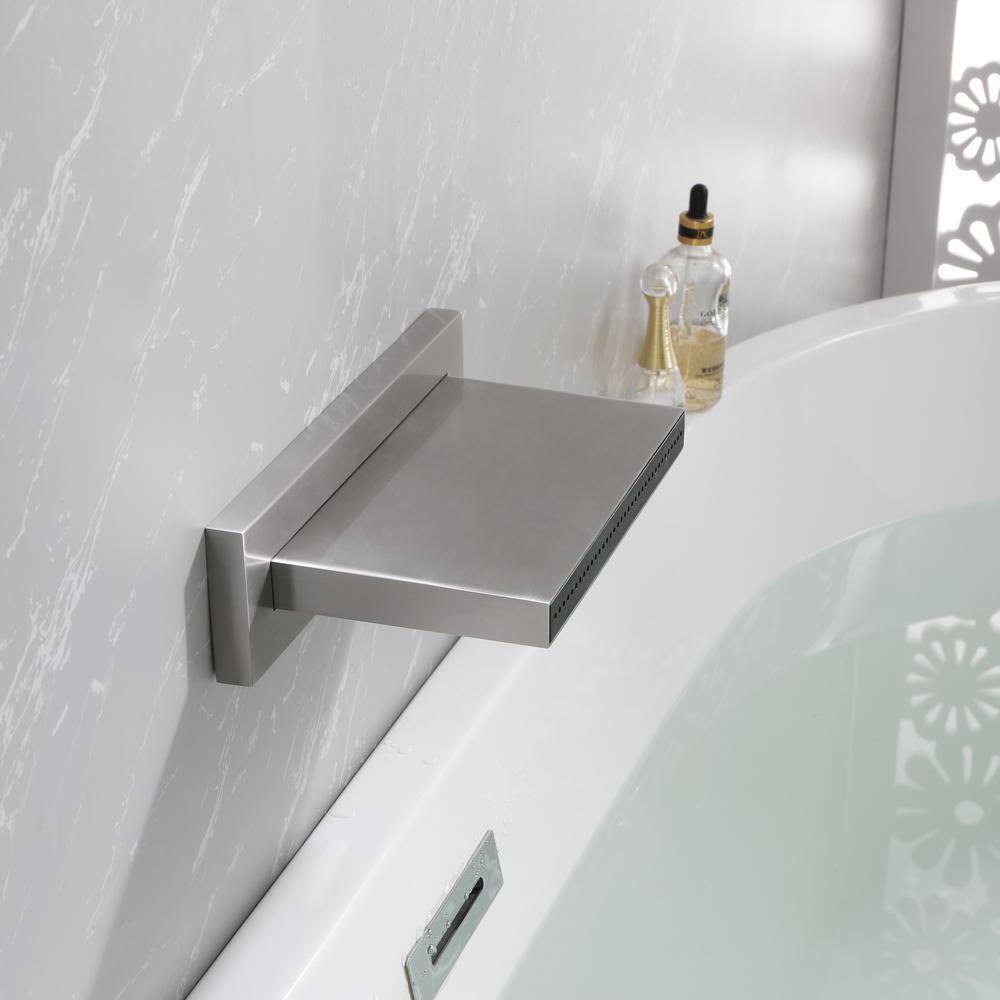 Magic Home High Flow ABS Bathtub Bathroom Sink Waterfall Wall Mount Tub Faucet Filler Brushed Nickel SL-H-LMU26189A1