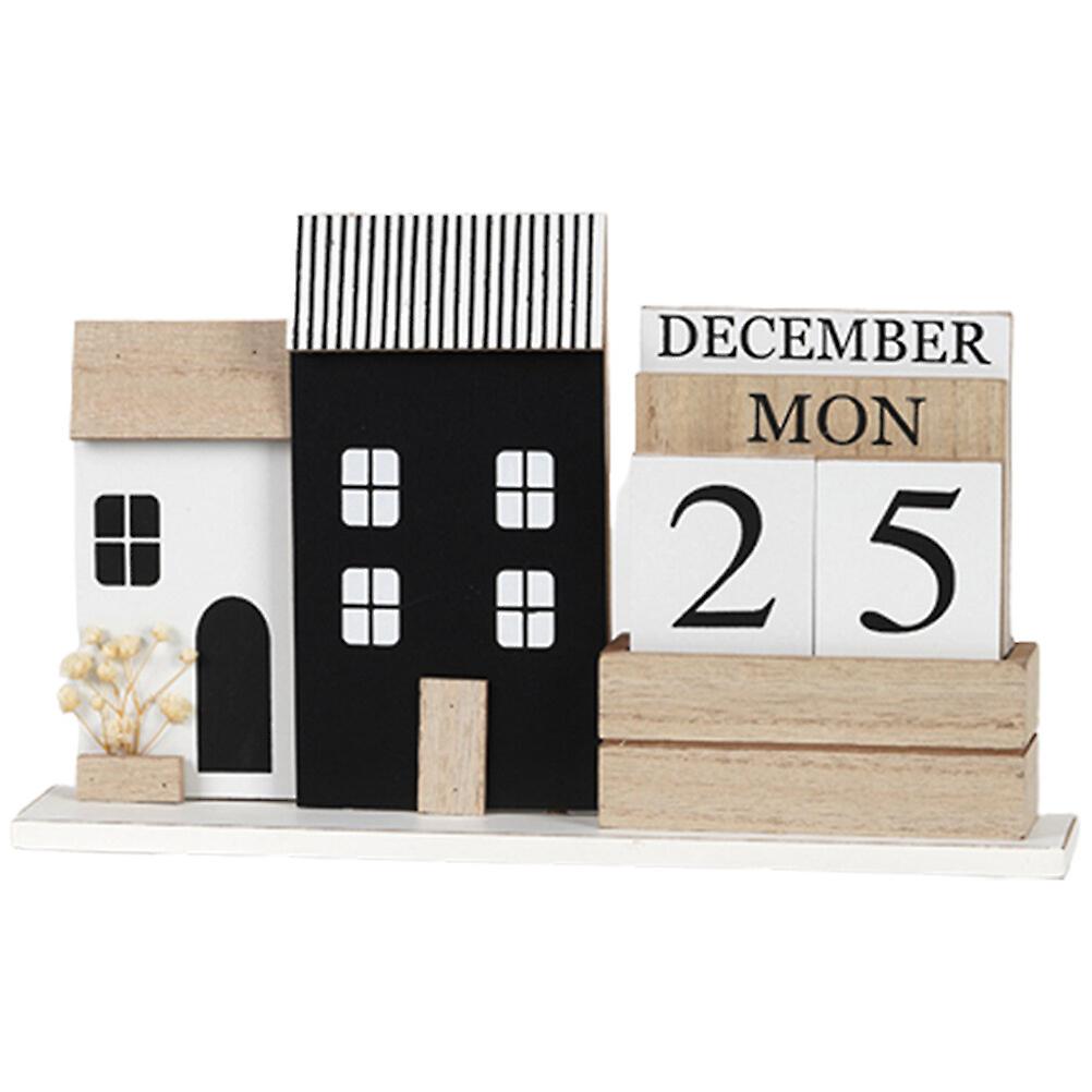 Wooden Date Calendar Tabletop Standing Calendar Wooden Block Calendar Decoration