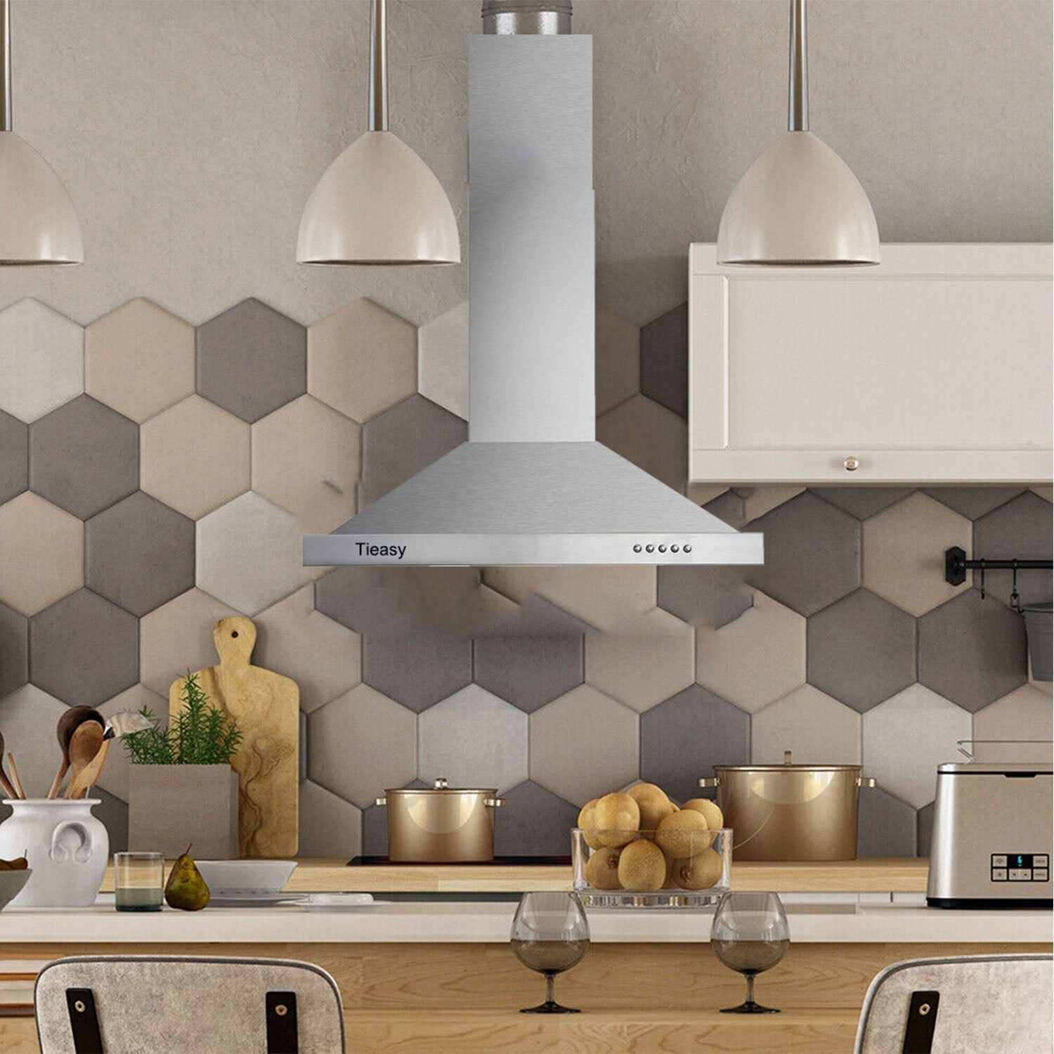 30 in. 450 CFM Ducted Wall Mounted Range Hood in Silver with LED Light and Permanent Filters