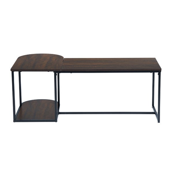 Homylin Upasana 47.2 in. Dark Brown L Shape Manufactured Wood Coffee Table