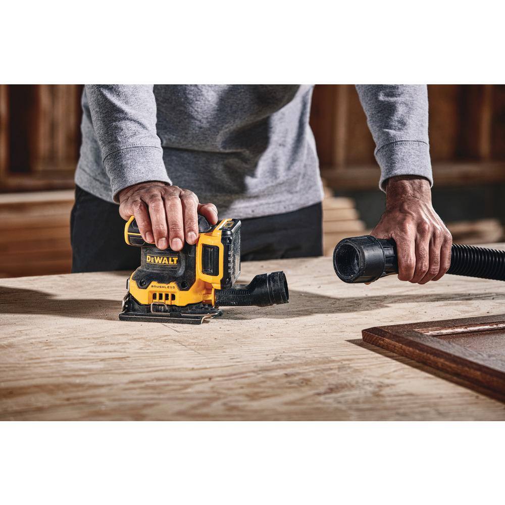 DEWALT DCW200D1 20-Volt MAX XR Cordless Brushless 1/4 Sheet Variable Speed Sander with (1) 20-Volt Battery 2.0Ah and Charger