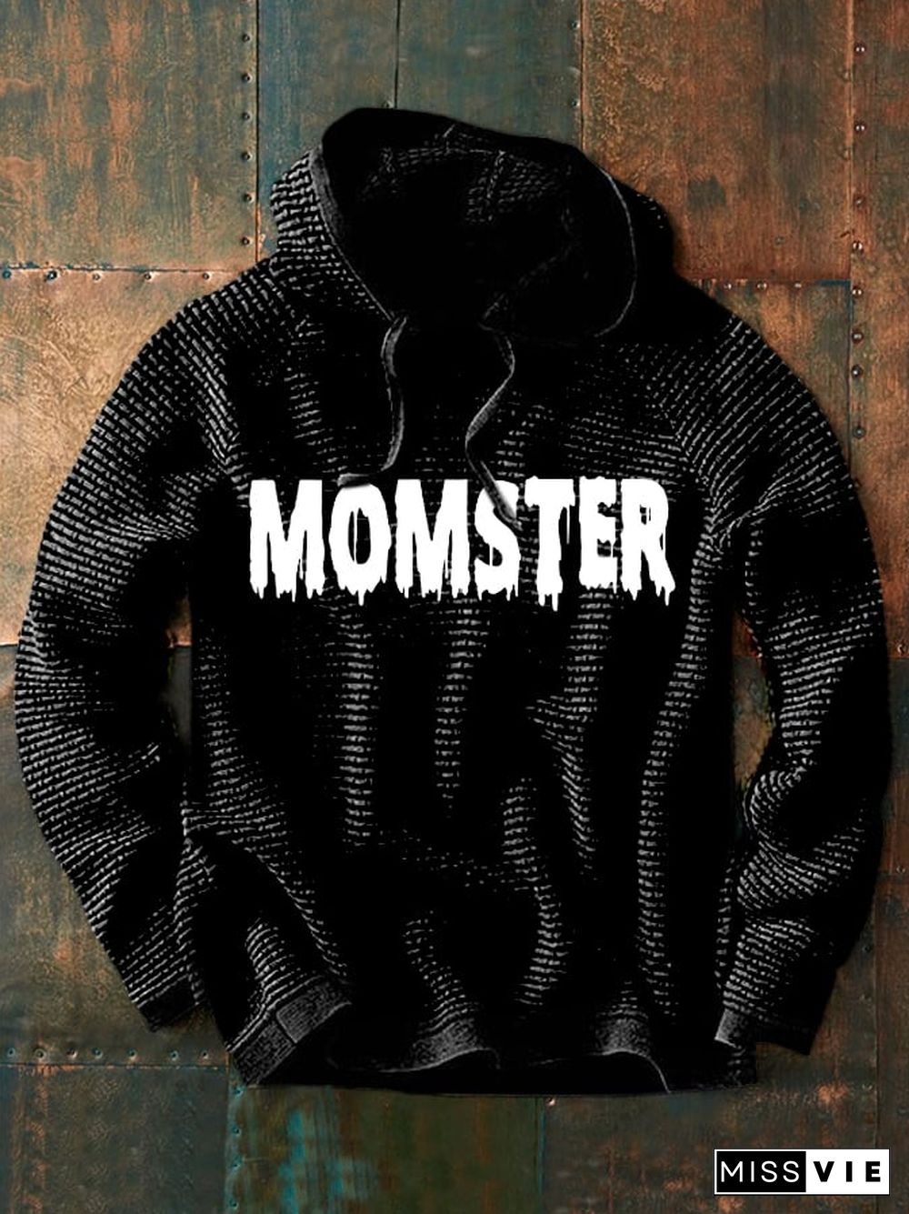 Men's Halloween Momster Print Long Sleeve Hoodie