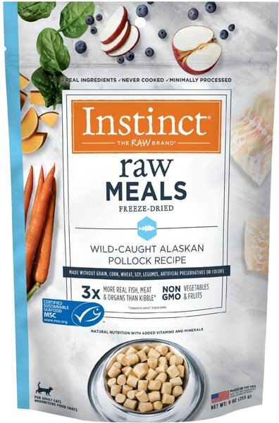 Instinct Meals Wild-Caught Alaskan Pollock Recipe Grain-Free Freeze-Dried Raw Cat Food， 9-oz bag