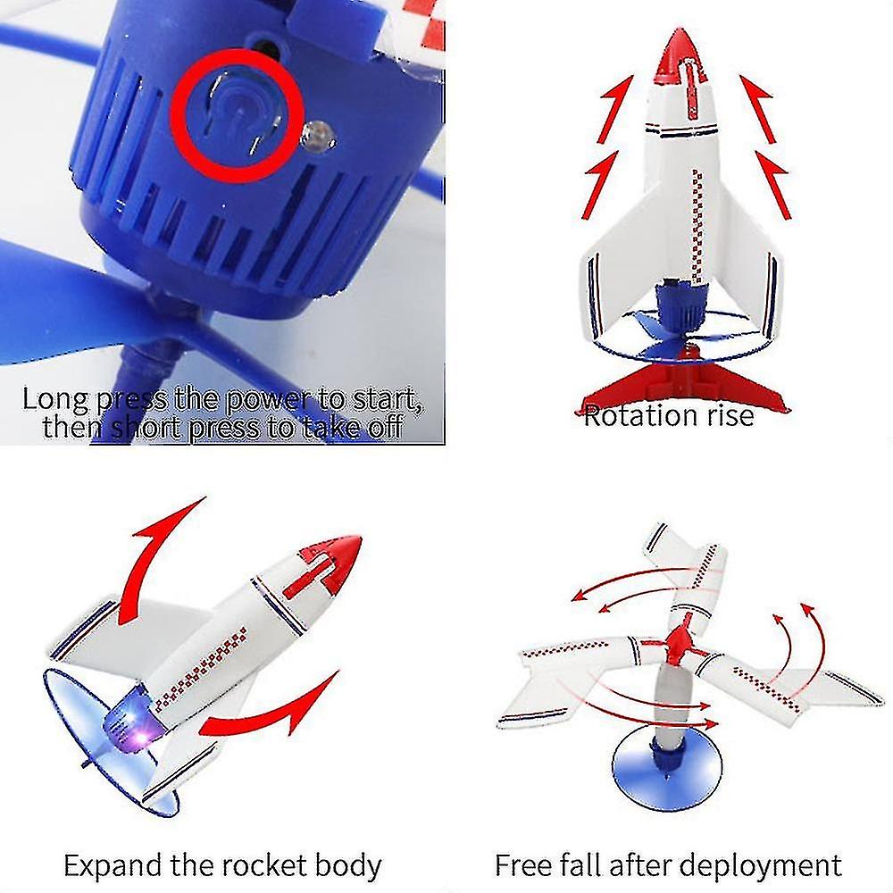 Kids Electric Space Rocket Launcher Fly Rotating Foam Rocket Toy With Light Kids Outdoor Game Gift