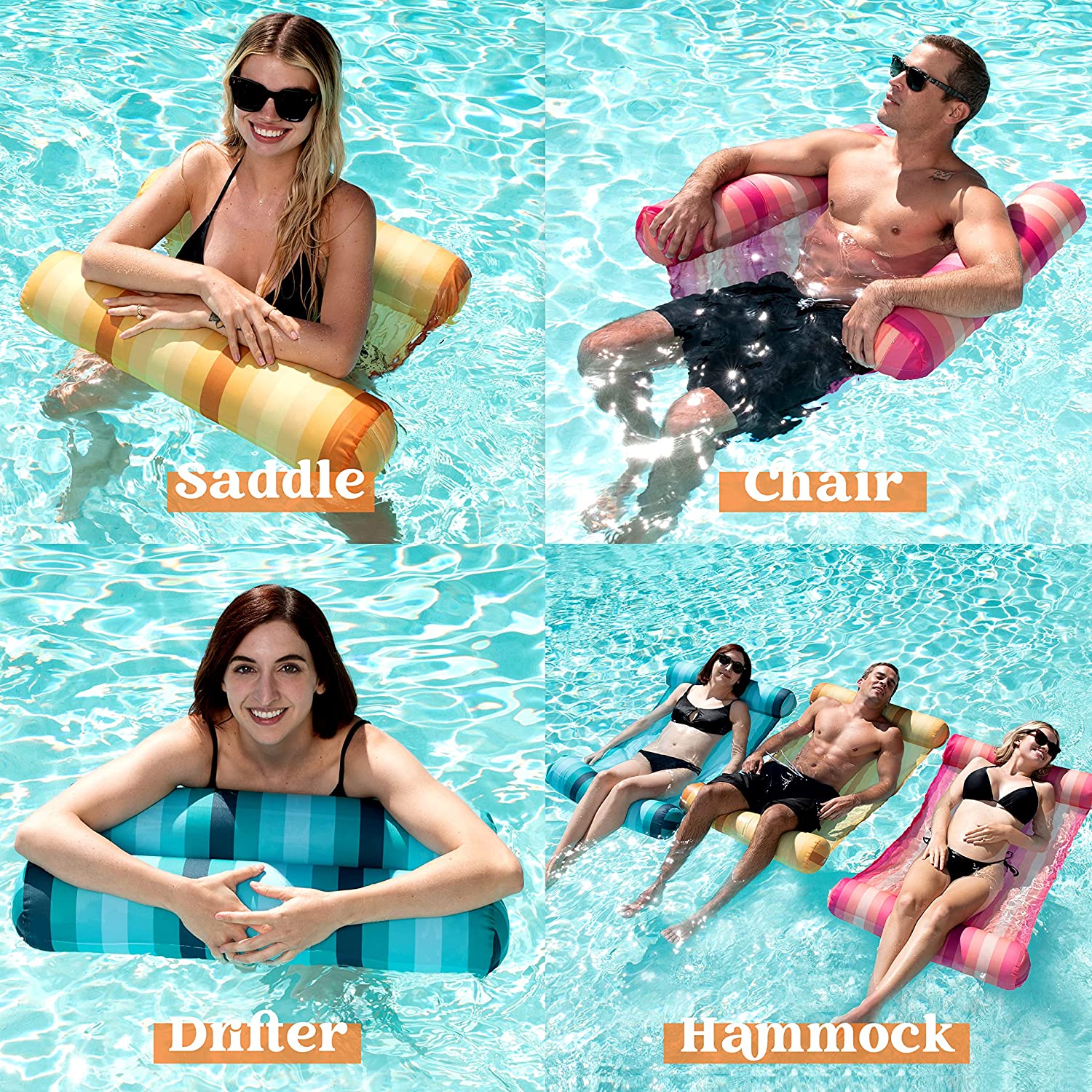 Clearance - 4-in-1 Hammock Inflatable Pool Float, 3 Pack