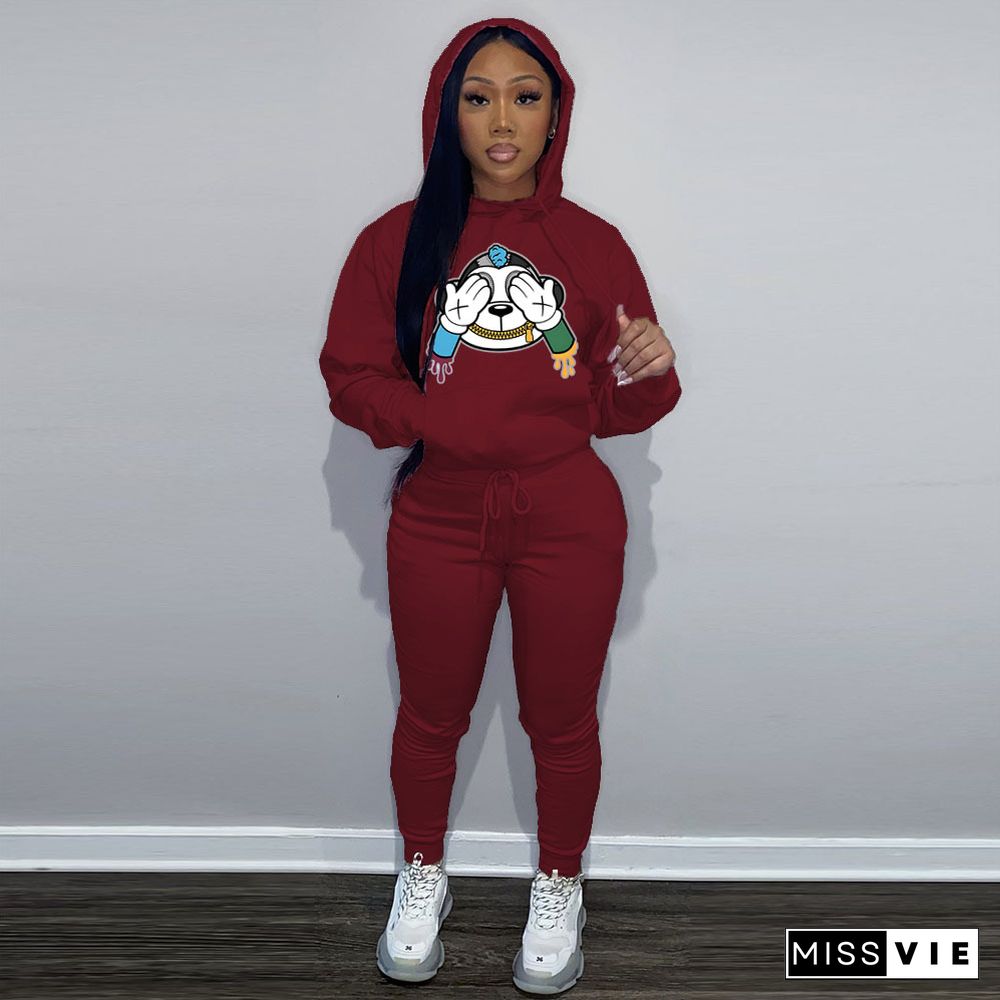 Streetwear Hoodie Top Two Piece Pant Sets