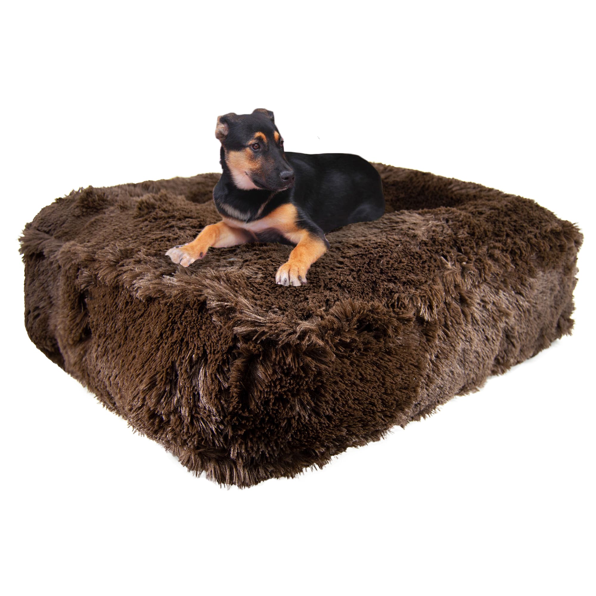 Bessie and Barnie Grizzly Bear Luxury Extra Plush Faux Fur Rectangle Dog Bed， 28