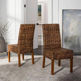 SAFAVIEH Sanibel Dark Brown Wood Side Chair (Set of 2) FOX6504A-SET2