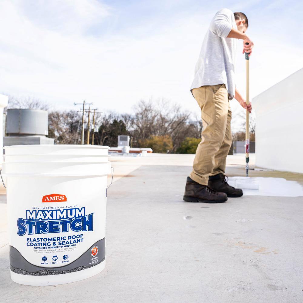 Ames 5 Gal. White Maximum-Stretch Rubber and Acrylic Reflective Roof Coating MSS5