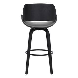 Armen Living Mona 41.5 in. Black Brush Grey Bar Stool LCMNBABLGR30