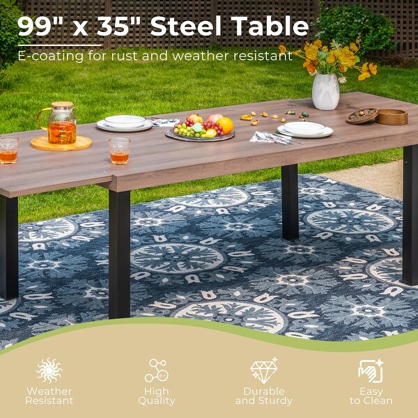 MAISON ARTS Outdoor Metal Rectangle Expandable Table Patio Dining Table for 68 Person