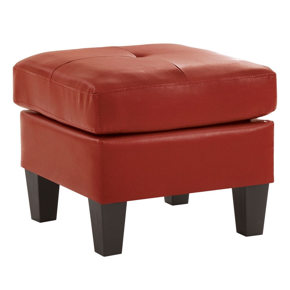 Small Faux Leather Square Ottoman