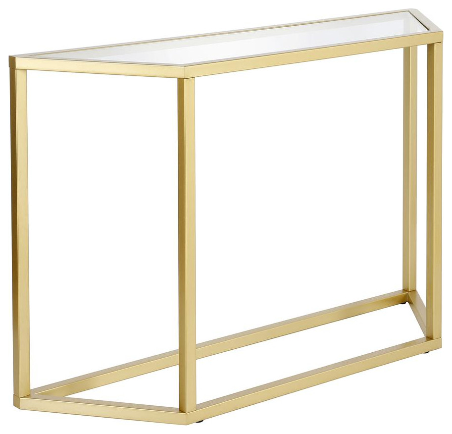 Levi 44  x27 x27Wide Trapezoid Console Table in Brass   Contemporary   Coffee Tables   by BisonOffice  Houzz