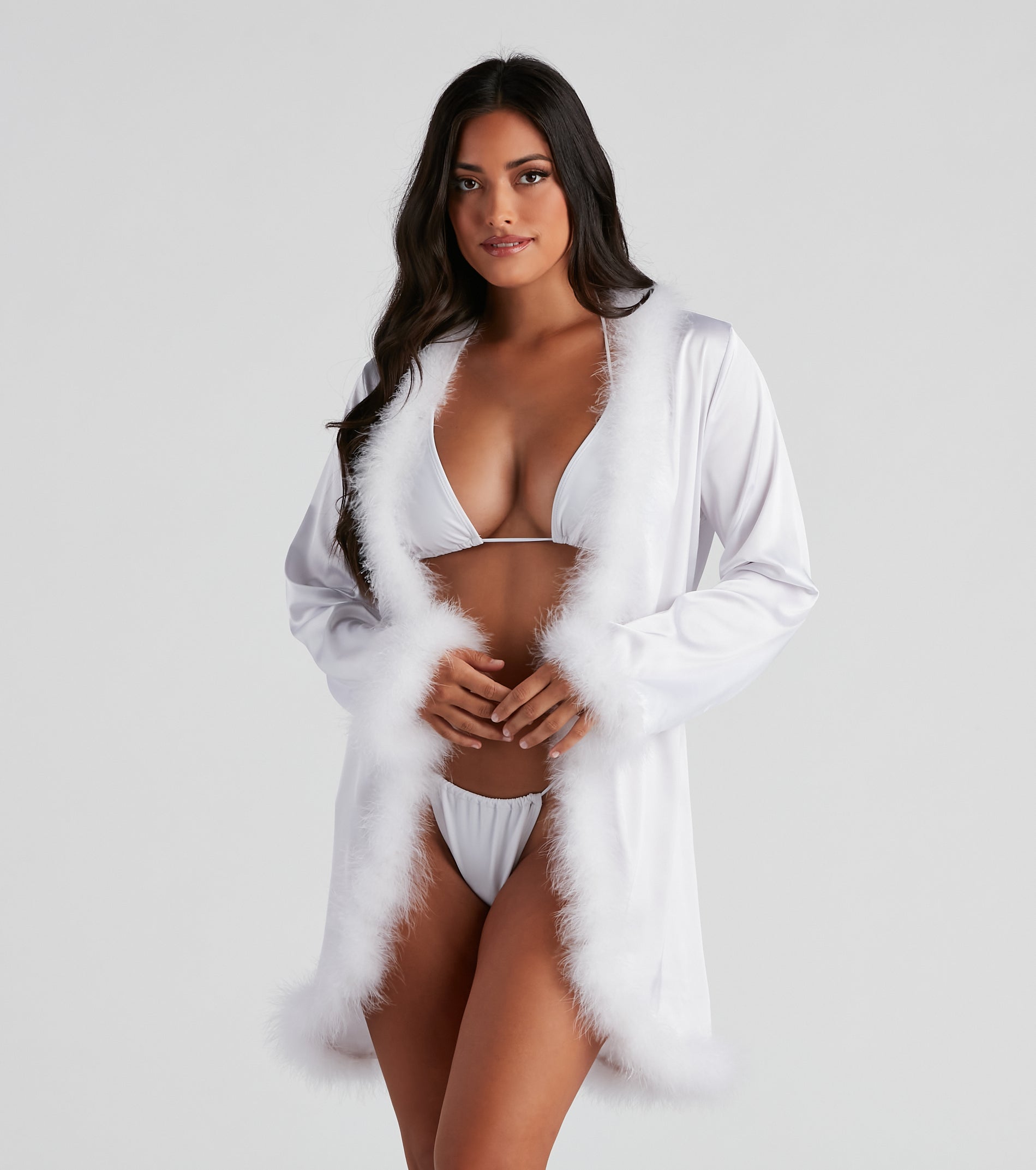 Dream Satin Marabou Trim Robe