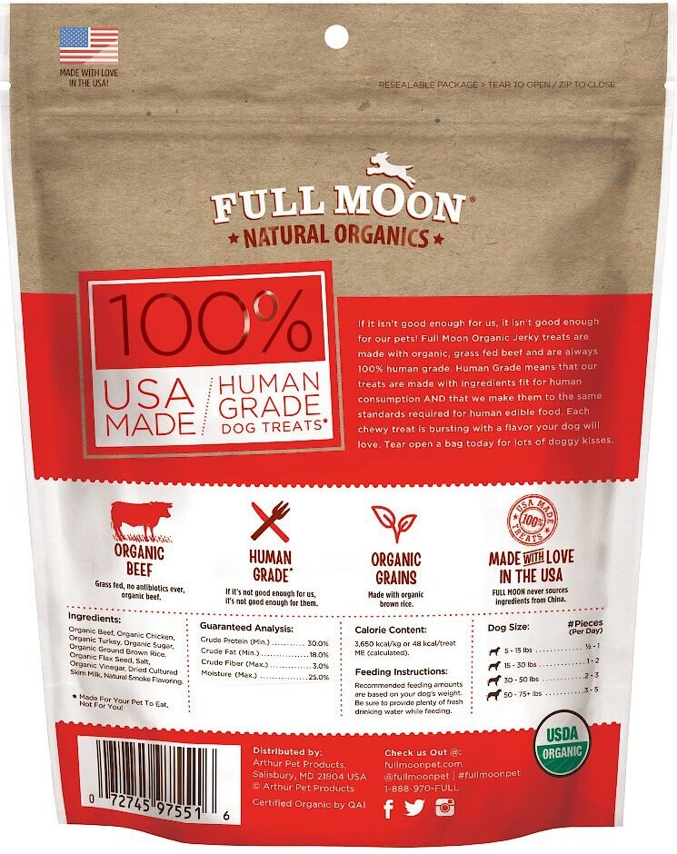 Full Moon Organic Beef Jerky Human-Grade Dog Treats