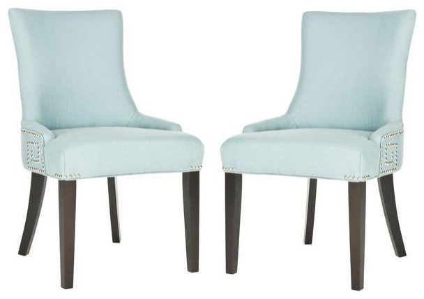 Hans 20 quotSide Chair  Set of 2  Silver Nail Heads  Light Blue   Transitional   Dining Chairs   by Rustic Home Furniture Deco  Houzz