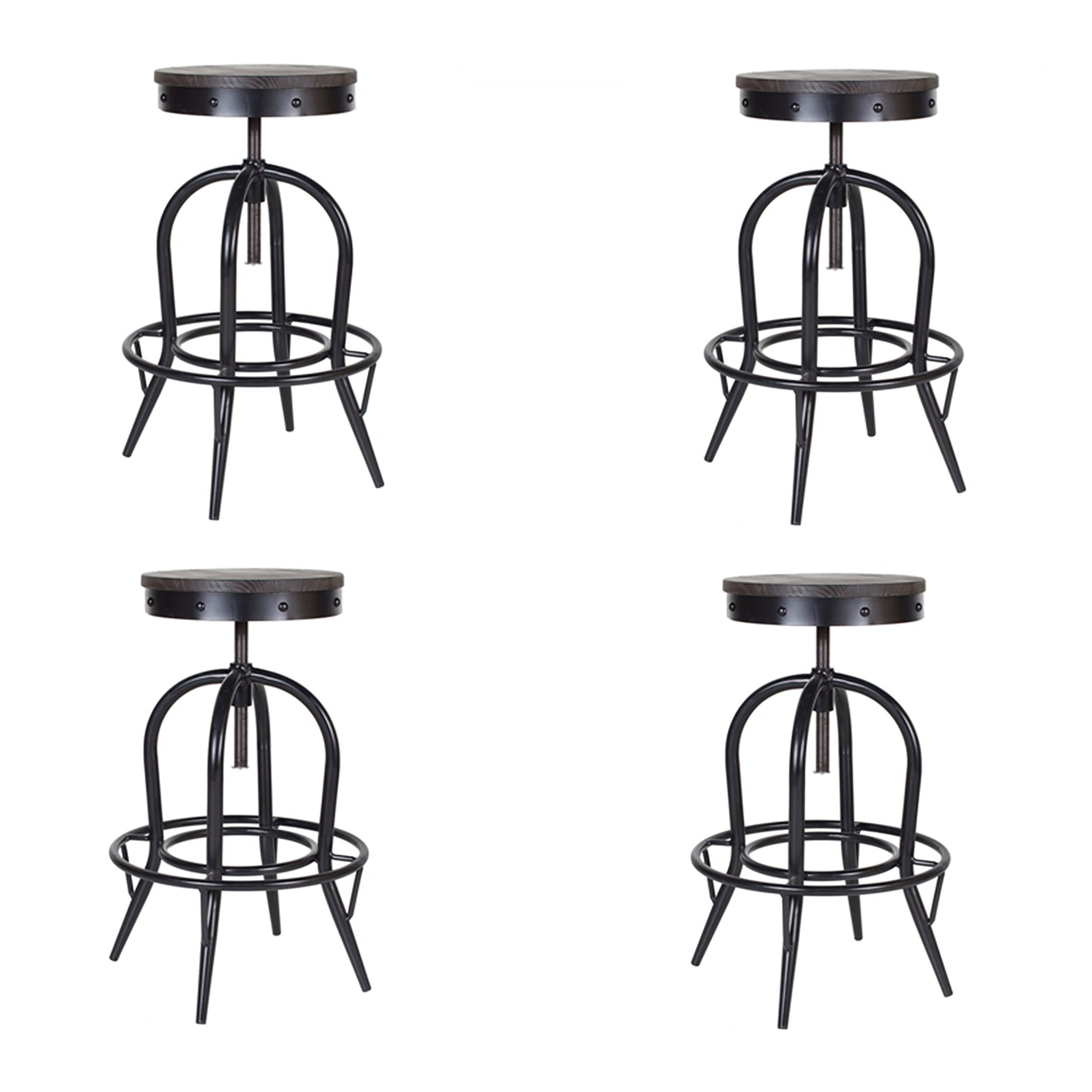 Black Adjustable Stool (Set of 4)