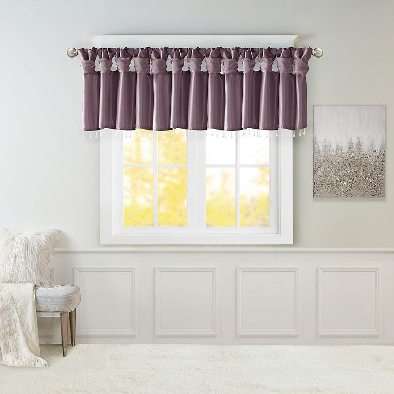 Madison Park Natalie Twisted Tab Window Valance with Beads