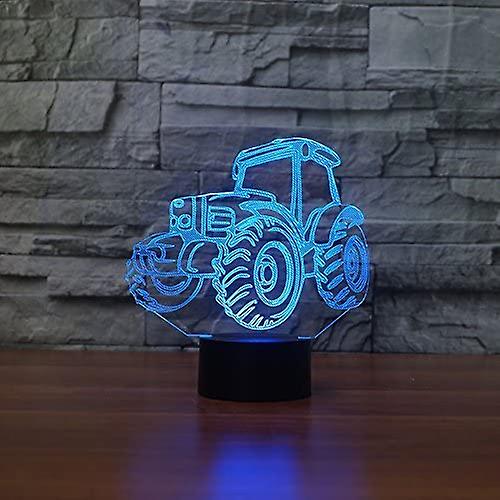 3d Car Tractor Night Light Touch Switch 7 Color Change Led Table Desk Lamp Acrylic Flat Abs Base Usb Charger Home Toy Birthday Xmas Kid Children Gift